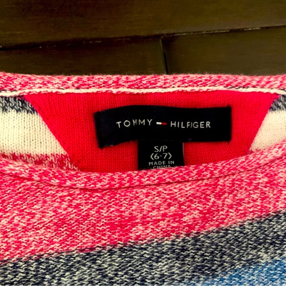 Girls Tommy Hilfiger Sweater Striped, Multicoloured, Cozy- Size 6/7 - Picture 3 of 3